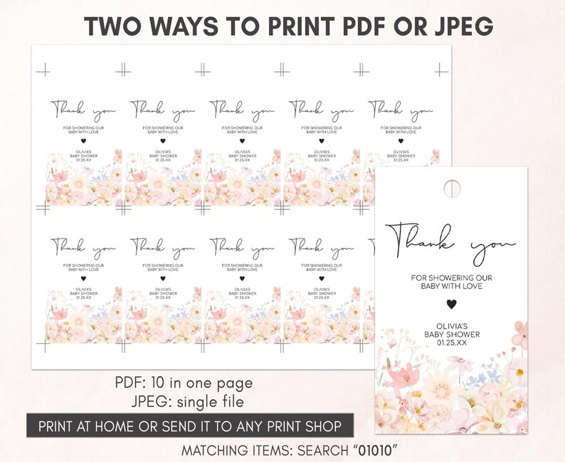 Wildflower Baby Shower Gift Tags