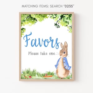 Peter Rabbit Baby Shower Favors Sign Blue Bunny Baby Shower Favor Sign Rustic Greenery Peter Rabbit Favor Table Sign Printable Template 0235