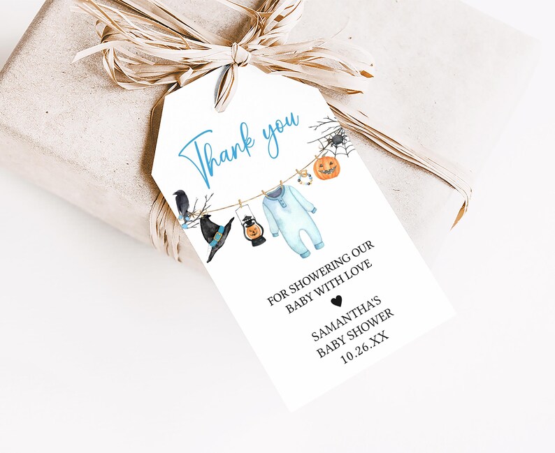 Blue A Little Boo Favor Tag