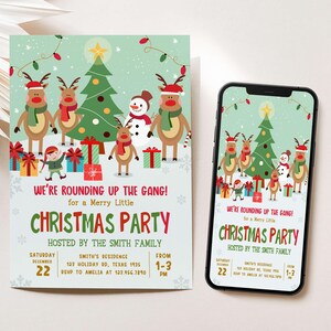 a christmas party with a phone next to it