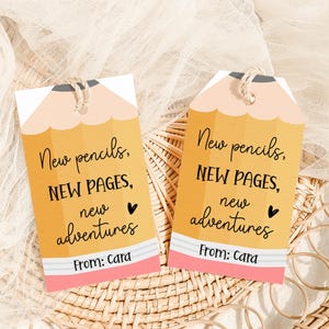 two tags that say new pages, new pages, new adventures