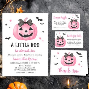 Pink Minimalist A Little Boo Invitation Set