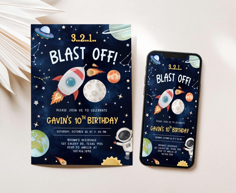 Astronaut Outer Space Invitation