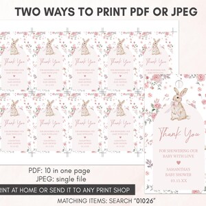 Pink Floral Bunny Thank you Tag