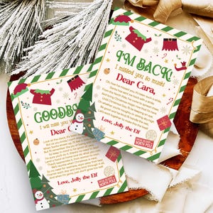 Bewerkbare elfaankomstbrief, ik ben terug en tot ziens elfenbrief, kerstelf retourbrief, elfwelkomstbrief, elf vertrekbrief, 74SE