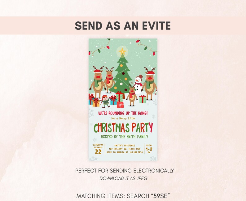 a christmas party flyer with a christmas tree