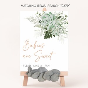 Babies Are Sweet Signs Baby in Bloom Baby Shower, Greenery Succulent Baby Shower Take a Treat Sign, Succulents Gender Neutral Signs, 0679