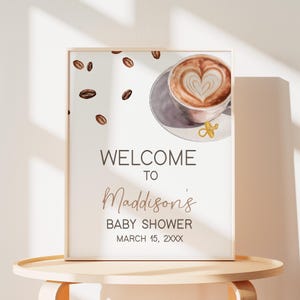 Editable Coffee Bean Baby Shower Welcome Sign, A Baby is Brewing Coffee Baby Shower Welcome Poster, Minimalist Gender Neutral Sign, 01085