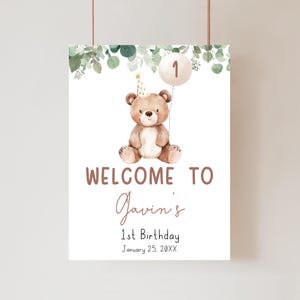 Teddy Bear Birthday Welcome Sign