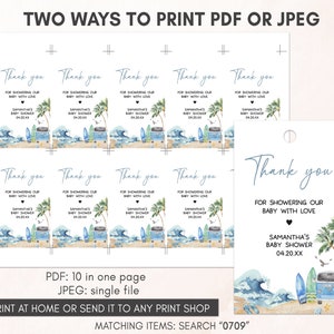 two ways to print a thank card for a baby shower