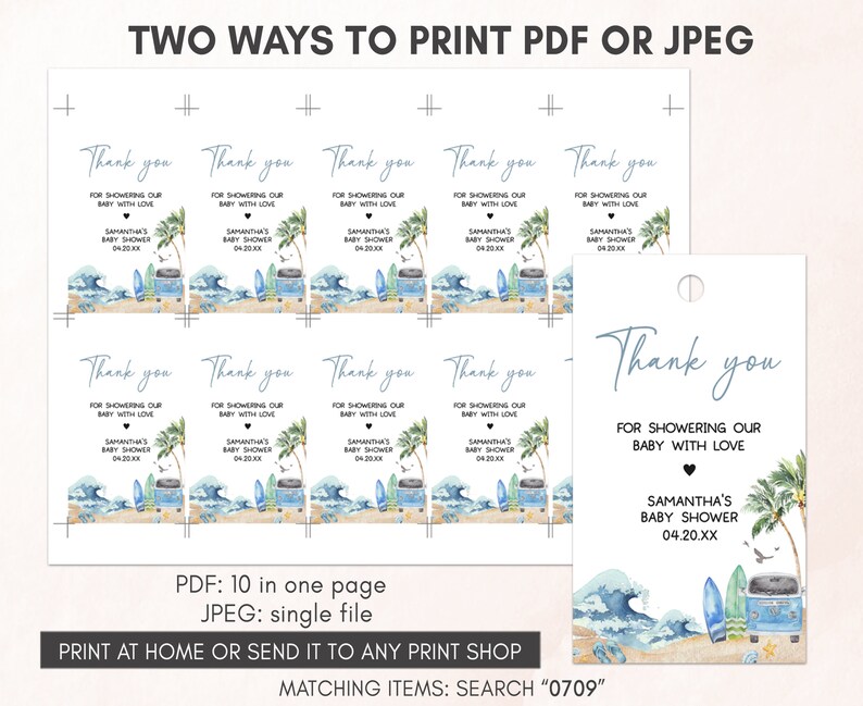 two ways to print a thank card for a baby shower