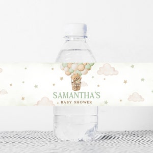Etiquettes modifiables pour biberon ours vert, étiquettes d'eau pour baby shower We can Bearly Wait, cadeaux de douche de bébé ours bohème neutre entre les sexes 0414