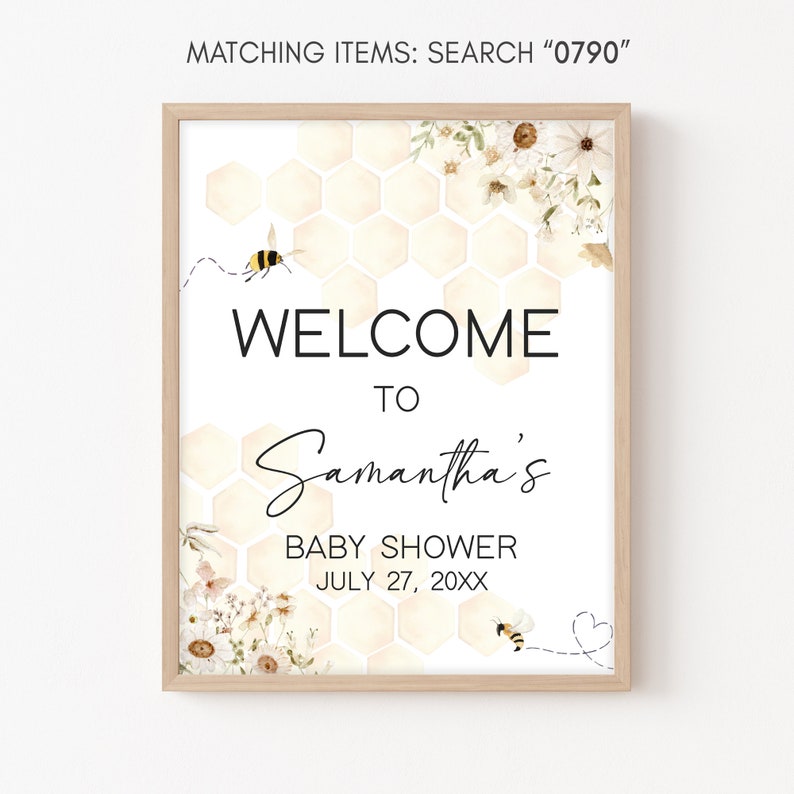 Floral Bee Welcome Sign