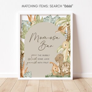 Mom Osa Bar Schild Dinosaurier-Babyparty, Baby Dinosaurier Boho Babyparty Momosa Zeichen, Geschlechtsneutrale Dino-Babyparty Mimosa Zeichen Dekore, 0666