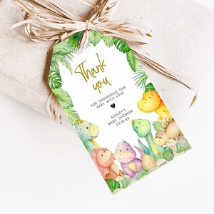 Editable Dinosaur Baby Shower Favor Tag, Greenery Dino Baby Shower Gift Tag, Dinosaur, Rawr! It's A Boy Dino Baby Shower Thank You Tag, 0680 image 3