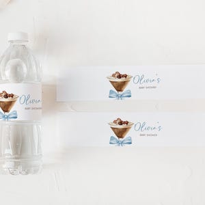 a bottle of water next to a bottle of ice cream