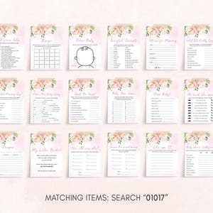 Blush Pink Floral Baby Shower Games Pack