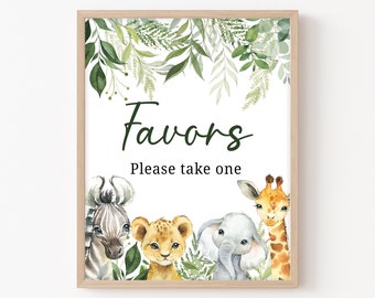 Jungle Baby Shower Favors Sign Safari Animals Baby Shower Treat Sign Safari Favors Sign Greenery Baby Shower Decor Gender Neutral Baby 0179