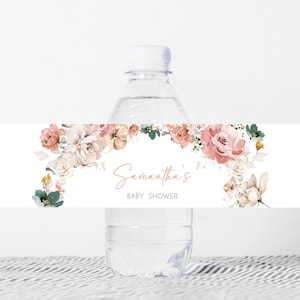 Editable Baby in Bloom Baby Shower Bottle Label, Spring Floral Baby Shower Water Labels, Wildflower Spring Baby Shower Bottle Stickers, 0614