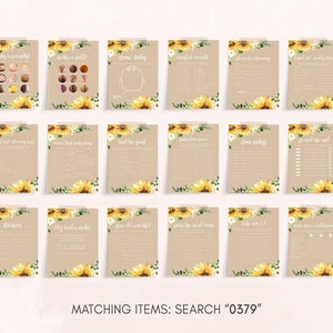 Editable Sunflower Girl Baby Shower Games Bundle, Rustic Boho Baby Shower Game Pack, Sunflower Yellow Floral Baby Shower Games Template 0379 image 2