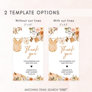 two wedding thank cards with clothes hanging on a line