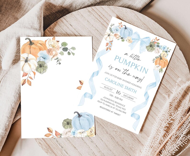 a white and blue pumpkin themed wedding suite