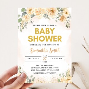 Editable Fall Baby Shower Invitation, Fall Floral Baby Shower Invite, Floral Autumn Rustic Baby Shower Invitation. Fall Invite Template 0352