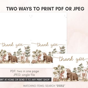 Woodland Baby Shower Thank you Card