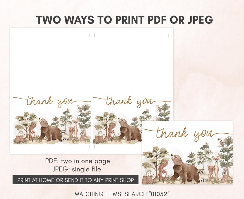 Woodland Baby Shower Thank you Card