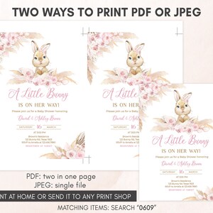 a pink and gold baby shower with a bunny on it