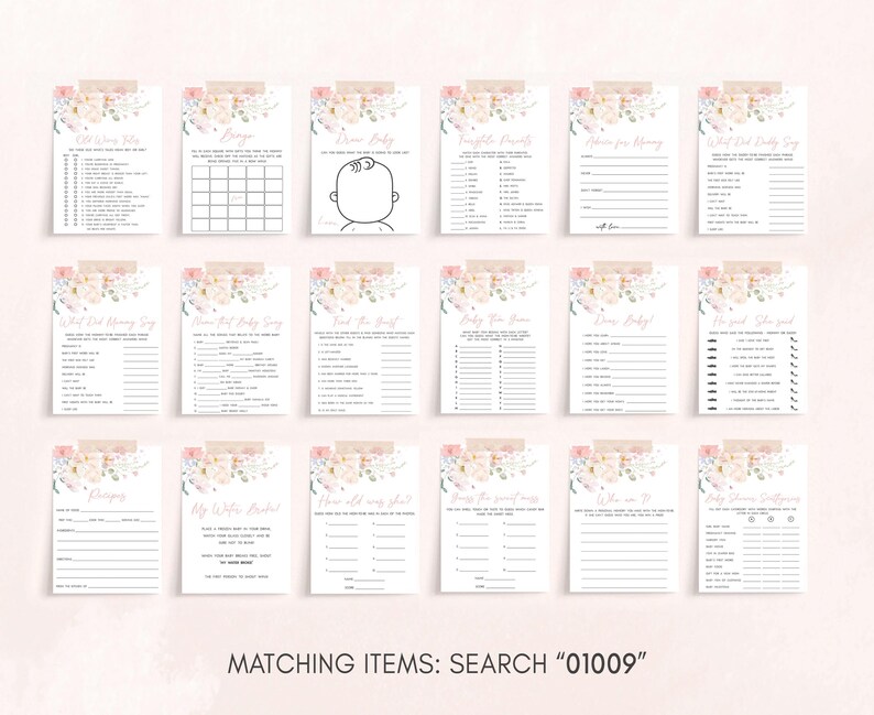 Baby in Bloom Baby Shower Games Pack