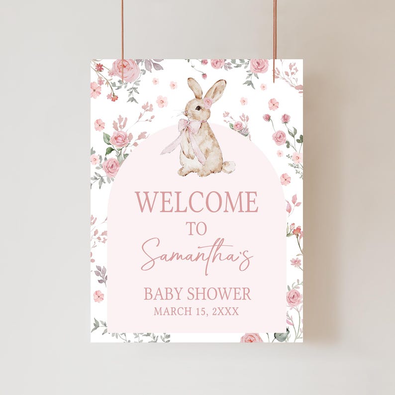 Girl Bunny Welcome Sign