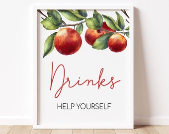 Apfel Herbst Baby Shower Drink Zeichen, Apfel unseres Auges Baby Shower Getränke Tischschild, Apple Babyparty, Herbst-Babyparty-Dekor Zeichen, 0848