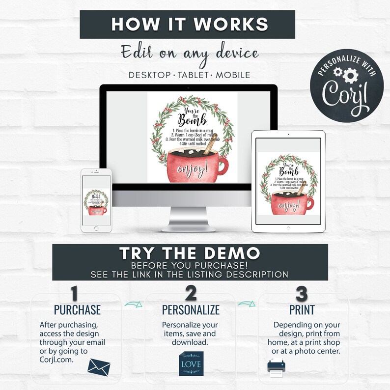 Editable Hot Chocolate Bomb Tags Cookies and Cocoa Favor Tags Bomb Instructions You/'re The Bomb Christmas Winter Tags Printable CHR 09