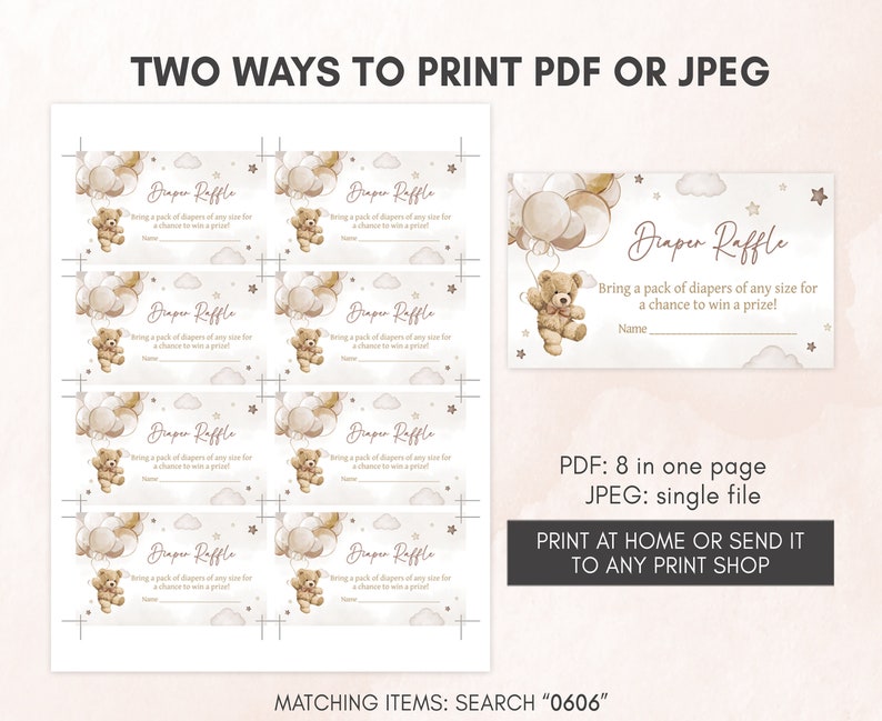 two ways to print a teddy bear ticket