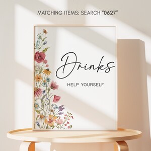 Baby in Bloom Baby Shower Drink Sign, Boho Wildflower Baby Shower Drinks Table Sign, Spring Floral Bloom Baby Shower Decoration Signs, 0627