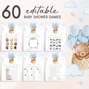 a baby shower game with a teddy bear in a basket