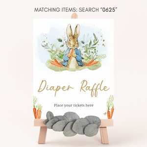 Diaper Raffle Sign Peter Rabbit Baby Shower, Blue Peter Rabbit Baby Shower Diaper Game Sign, Rustic Boy Peter Rabbit Baby Shower Decor, 0625