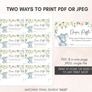 two ways to print a watercolor elephant baby shower
