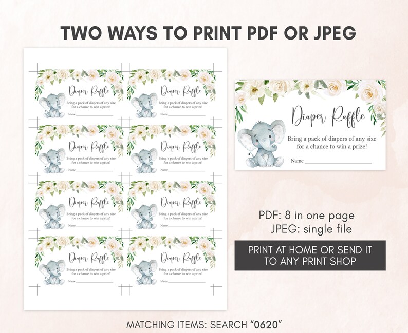 two ways to print a watercolor elephant baby shower