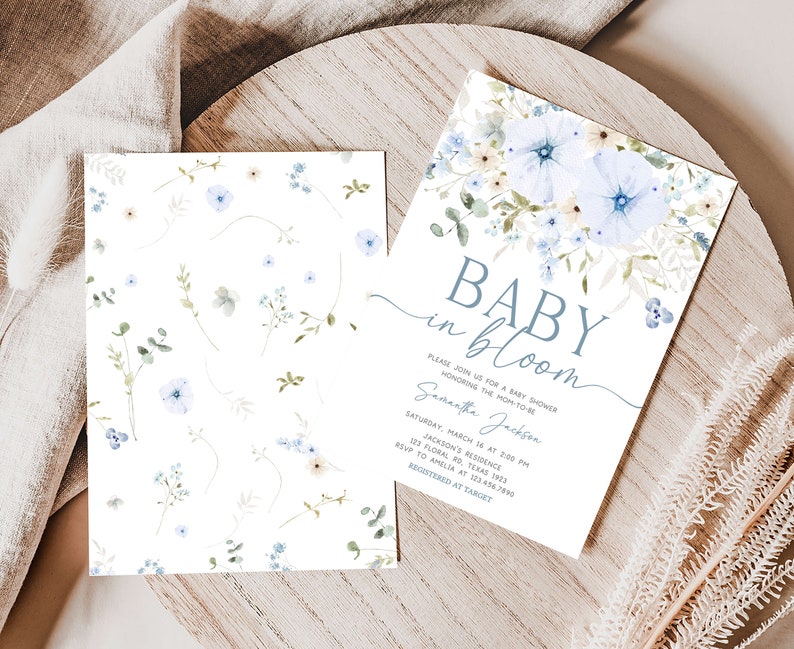 a close up of a baby in bloom card on a table