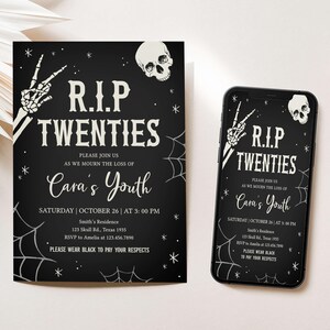 a black and white halloween party with a phone