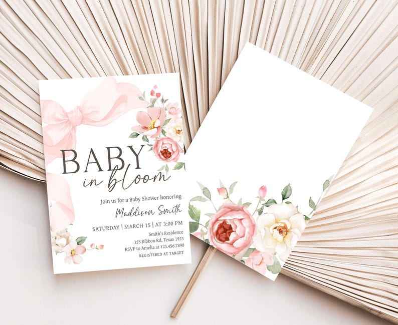 Pink Bow Baby Shower Invite