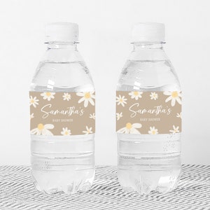 a couple of water bottles sitting on top of a table