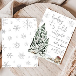 Bewerkbare baby het is koud buiten baby shower uitnodiging, genderneutrale winter baby shower uitnodiging, kerst baby shower uitnodiging sjabloon 0572 afbeelding 2
