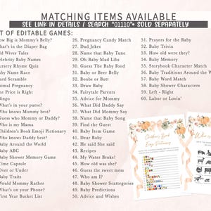 a baby shower game with a list of items