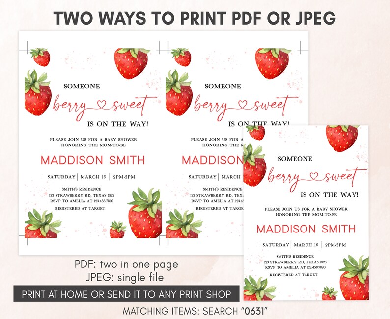 two strawberrys on a pink background with the words two ways to print for je