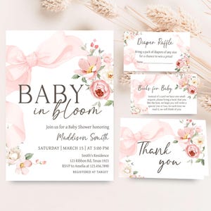 Floral Coquette Baby Shower Invitation Set