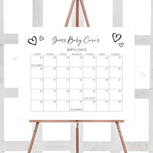 Bearbeitbarer minimalistischer Oh-Baby-Babyparty-Fälligkeitsdatumskalender, geschlechtsneutraler minimalistischer Babypartykalender, moderne Geburtstagsvorhersagen, 0594