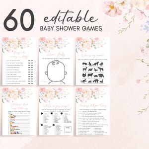 Editable Baby in Bloom Baby Shower Games Bundle, Pink Floral Wildflowers Baby Shower Game Pack, Spring Flowers Girl Baby Shower Games, 01009